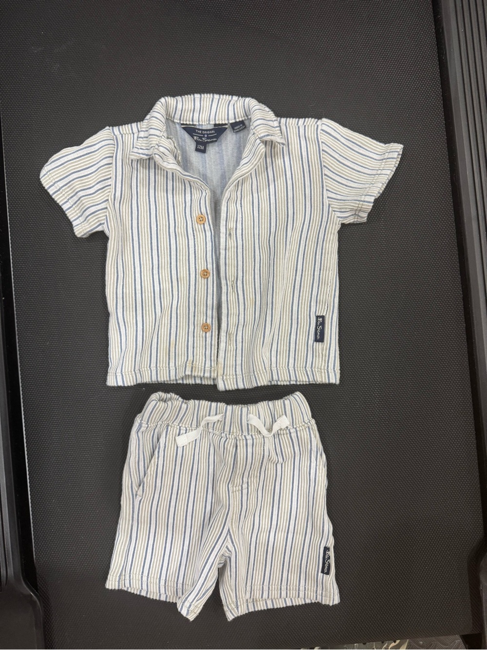 Ben Sherman Blue & White Striped Short Sleeve Button-Down Set